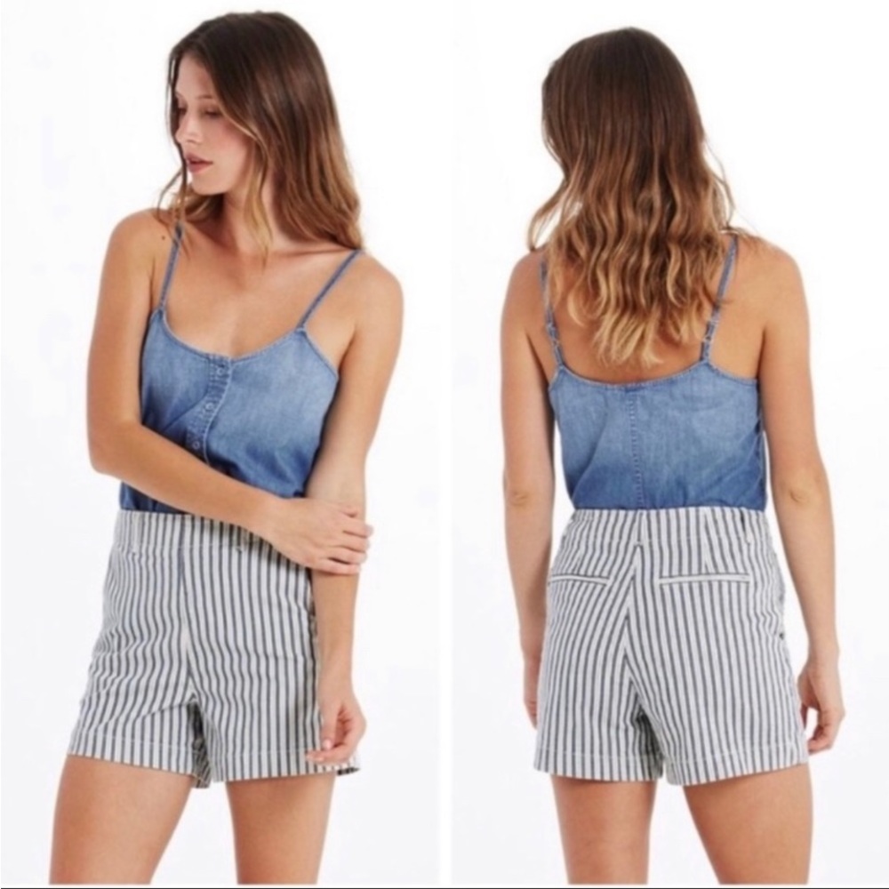 AG Adriano Goldschmied The Juliette Blue White Striped Chino Shorts euc